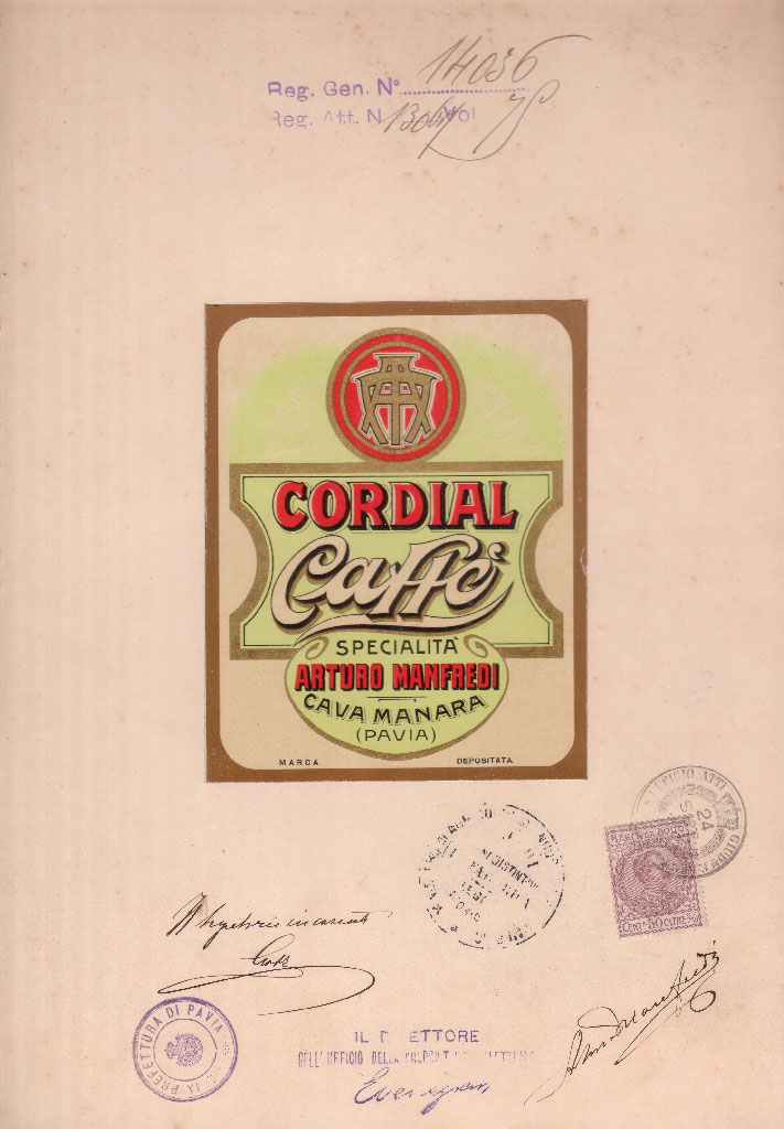 Marchio Cordial Caffè depositato presso la Camera di commercio di Pavia